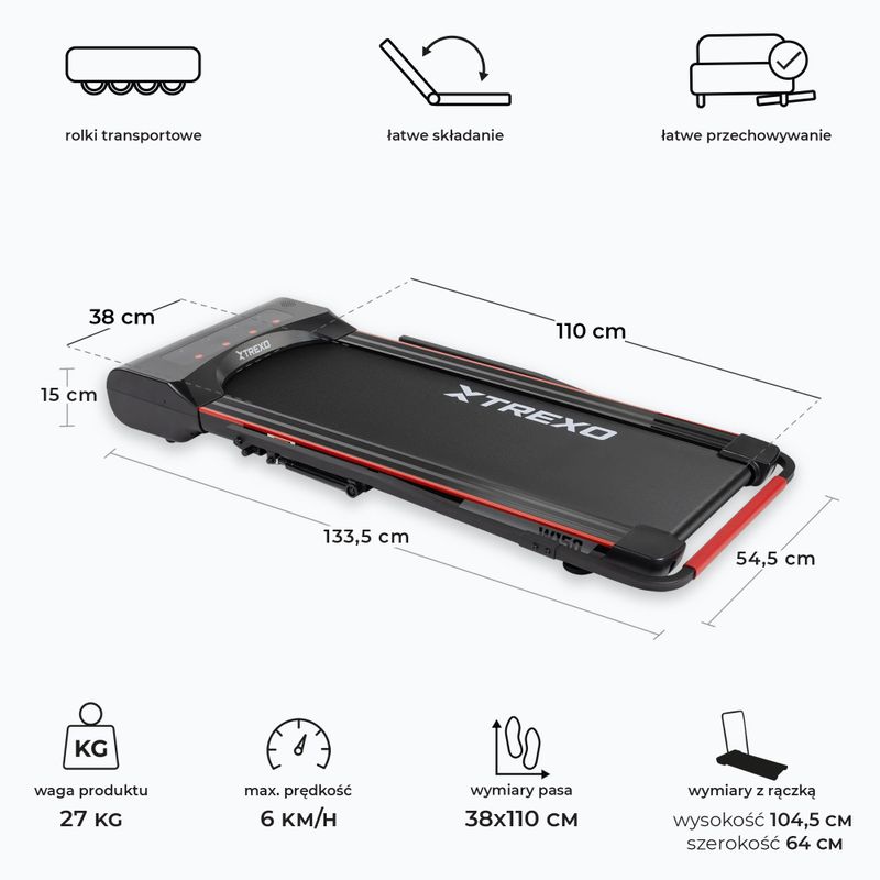 Bandă de alergare electrică XTREXO Walking Pad W150 neagră 3