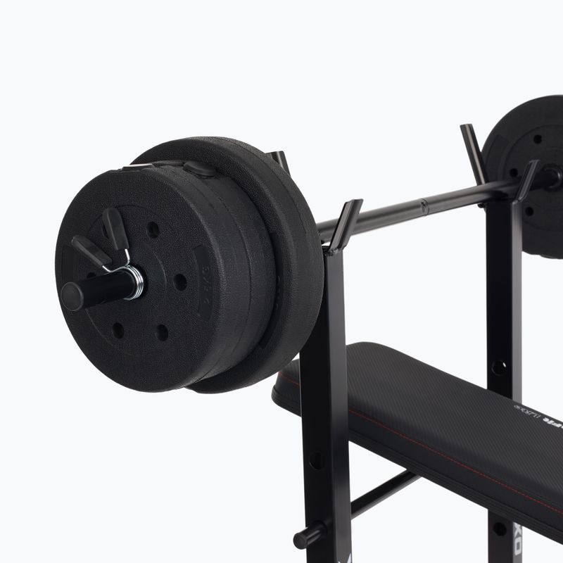 Bancă de antrenament  XTREXO BenchFit Lite cu suport și bară neagră 10