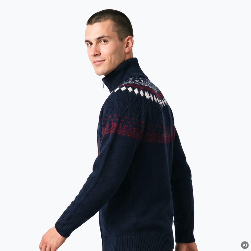 Pulover pentru bărbați Woolcano SWT1093 Granatrowy/Kremowy 5