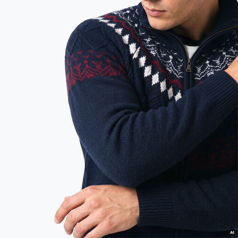Pulover pentru bărbați Woolcano SWT1093 Granatrowy/Kremowy 7