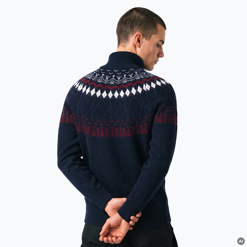 Pulover pentru bărbați Woolcano SWT1093 Granatrowy/Kremowy 2