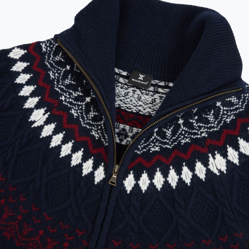 Pulover pentru bărbați Woolcano SWT1093 Granatrowy/Kremowy 3