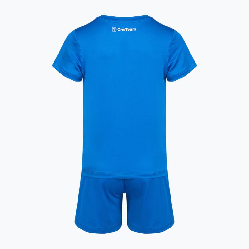 Set fotbal pentru copii OneTeam Precision Set tricou și pantaloni scurți albastru 7