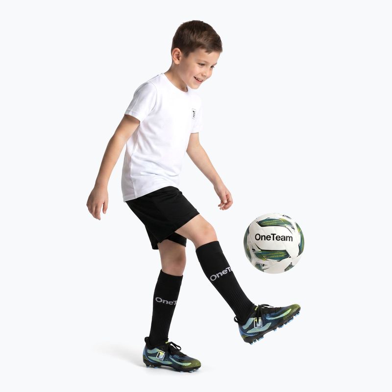 Set fotbal pentru copii OneTeam Precision Set tricou și pantaloni scurți alb 2