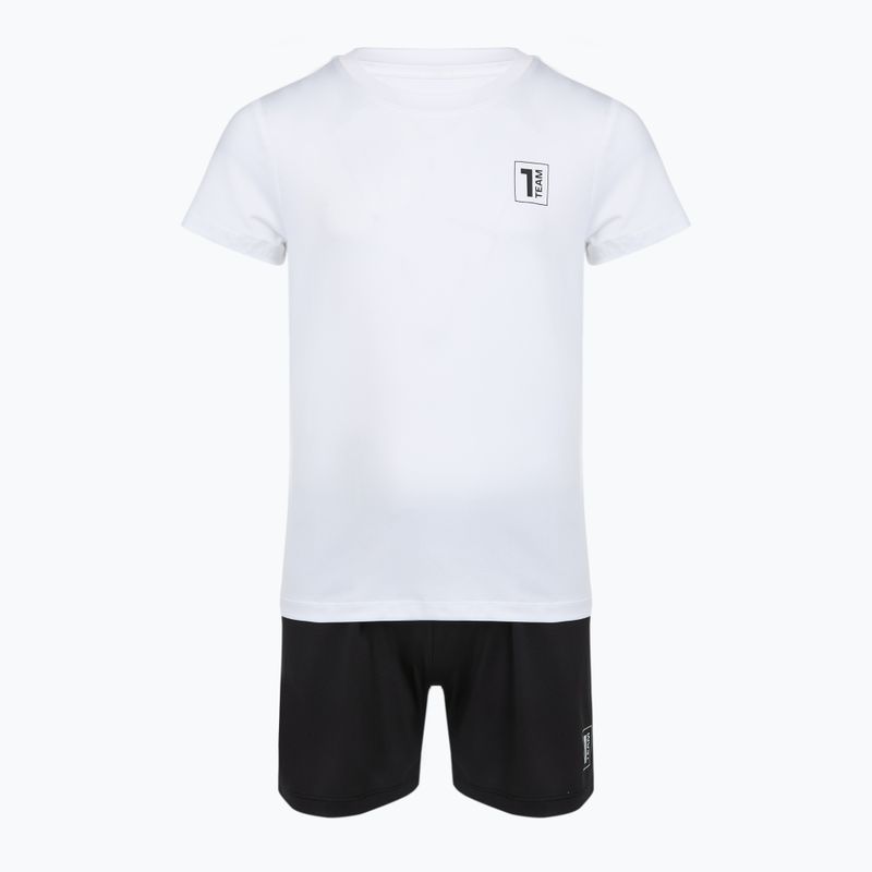 Set fotbal pentru copii OneTeam Precision Set tricou și pantaloni scurți alb 6
