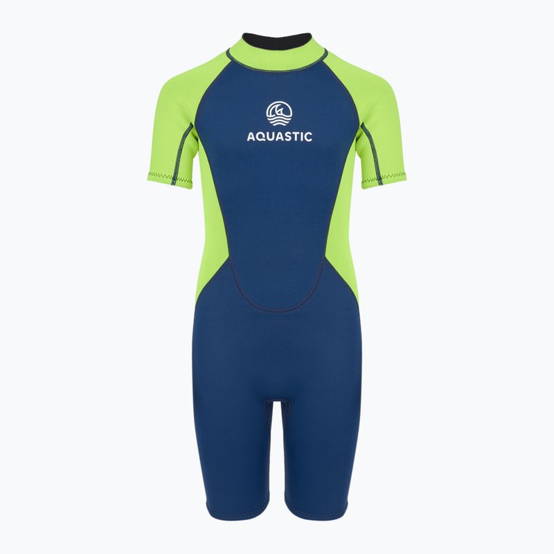 Costum de neopren pentru copii AQUASTIC Wavey Jrb 2 mm verde/albastru închis 3