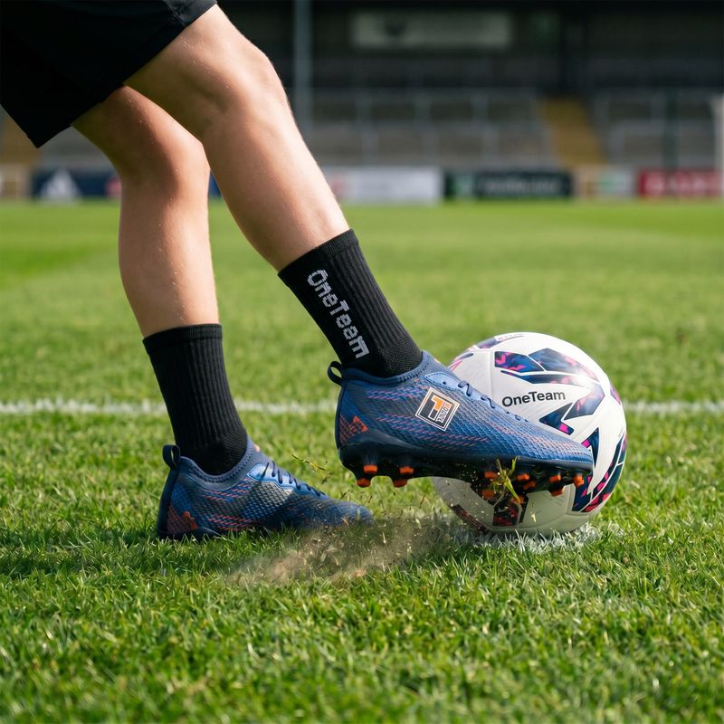 Șosete de fotbal pentru copii OneTeam Precision Grip non-slip 2-pack black 8