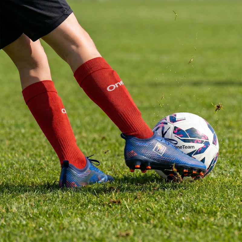 Șosete de fotbal pentru copii OneTeam Precision football socks set 2-pack roșu 7