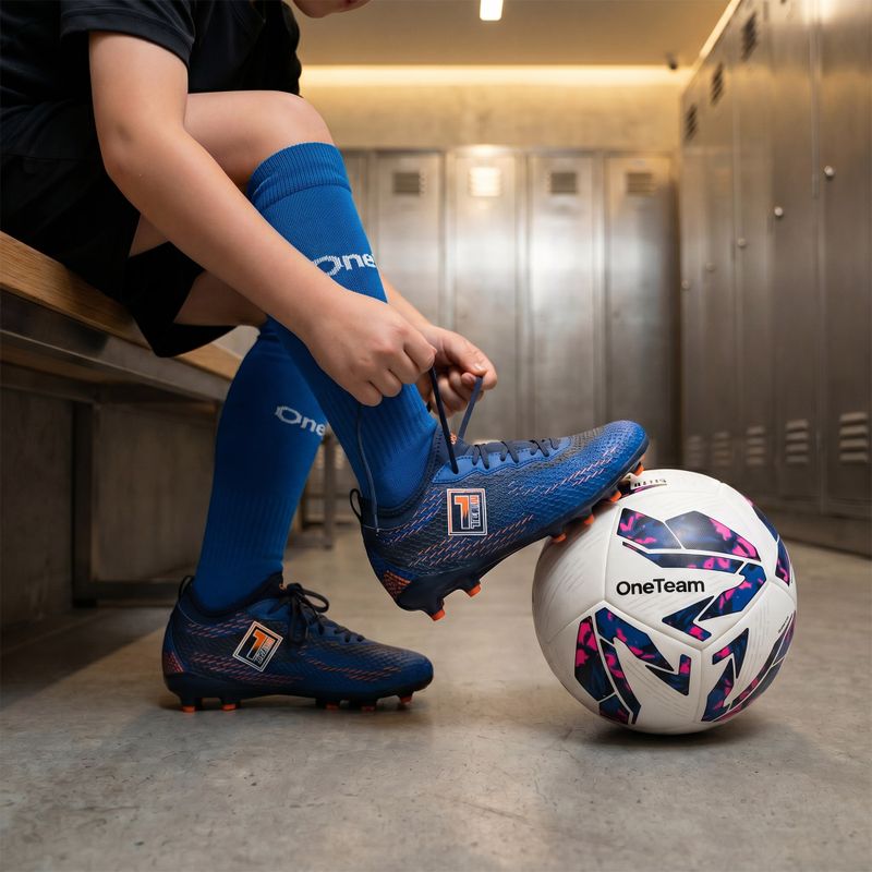 Șosete de fotbal pentru copii OneTeam Precision football socks set 2-pack albastru 8
