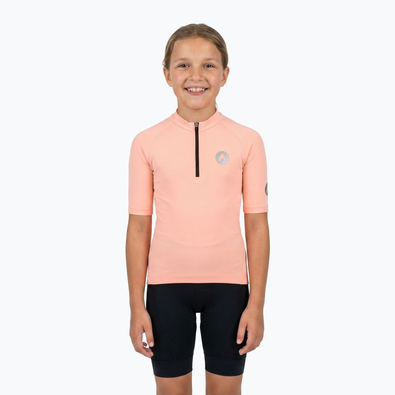Tricou de ciclism pentru copii ATTABO TEVRA JR cu fermoar scurt roz