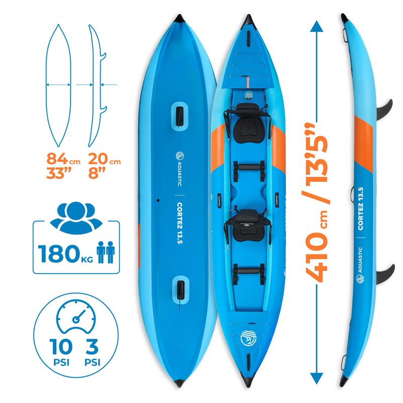 Caiac gonflabil 2-persoane AQUASTIC Cortez 13'5" 410 cm albastru 22