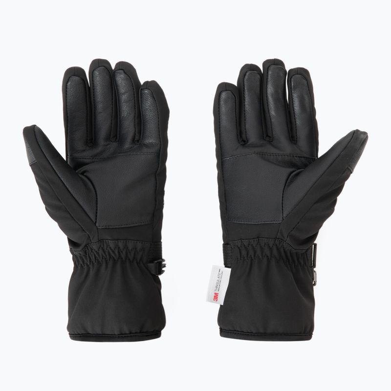 Mănuși de schi pentru femei KADVA Mountain Flow Pro skóra 3M Thinsulate negre 3
