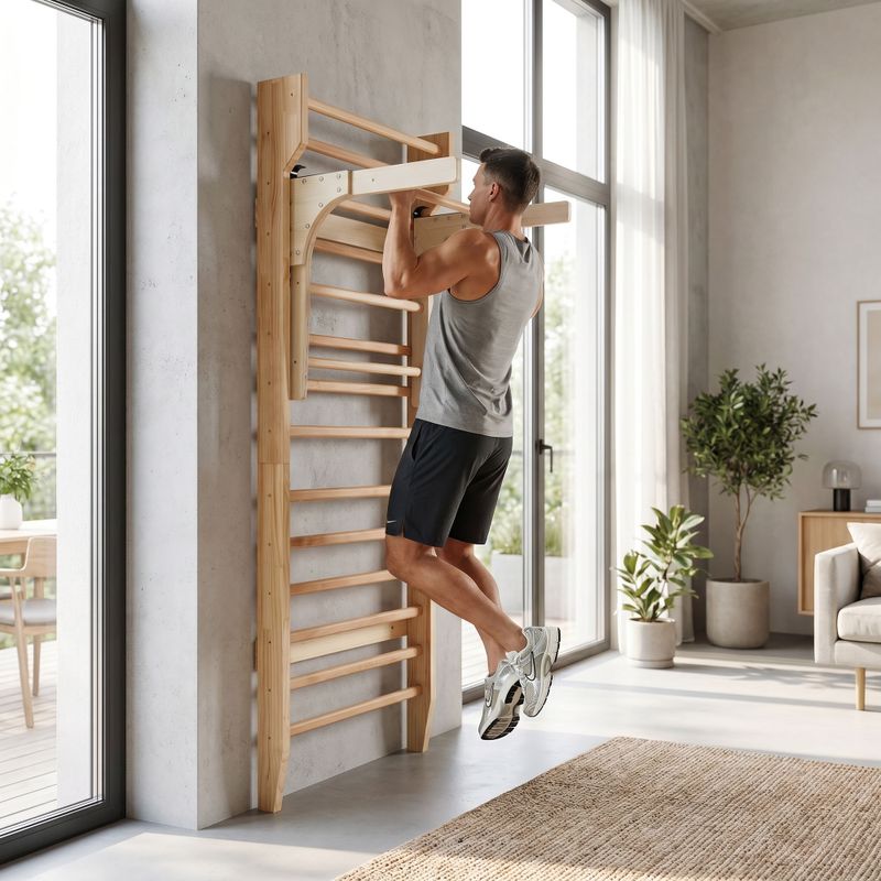Scară gimnastică cu bară XTREXO LW100 wooden 10