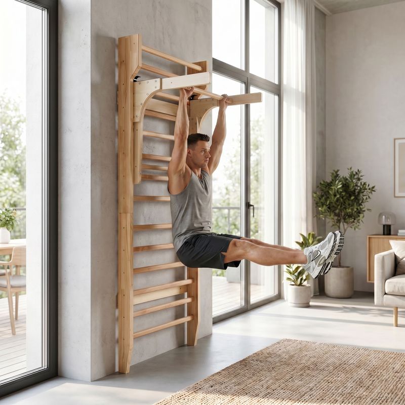 Scară gimnastică cu bară XTREXO LW100 wooden 11
