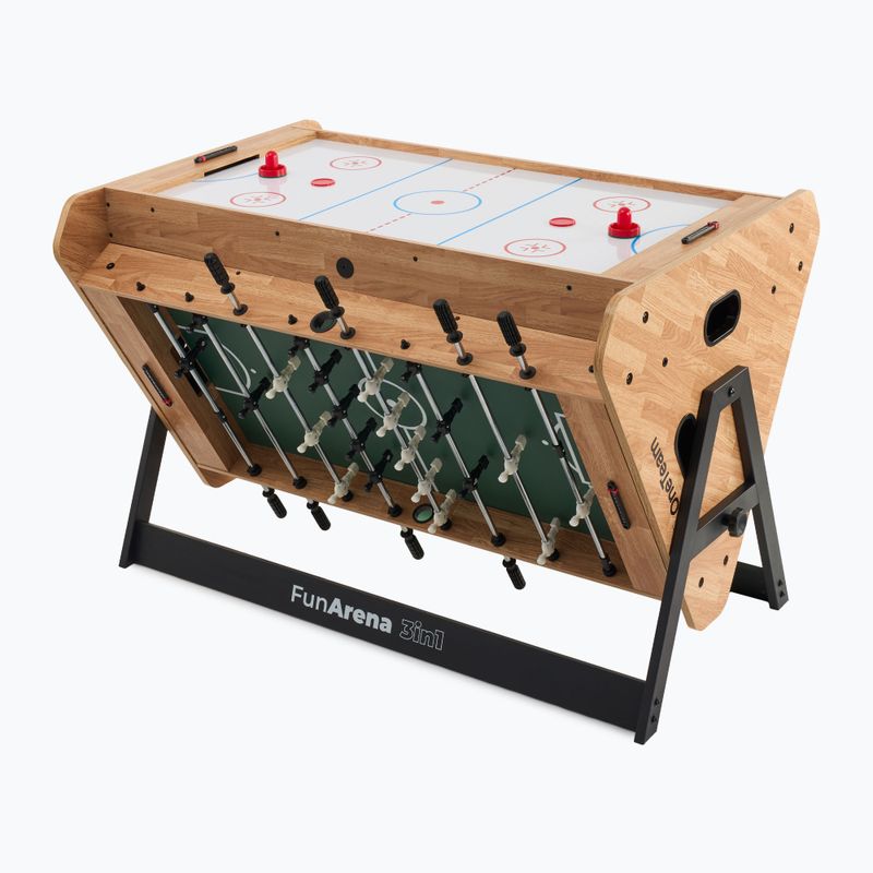 OneTeam FunArena 3-in-1 foosball, cymball, masă de biliard din lemn / negru 3