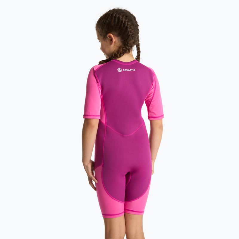 Costum de surfing pentru copii AQUASTIC surfing din neoren 1.5 mm WAVEY roz 4