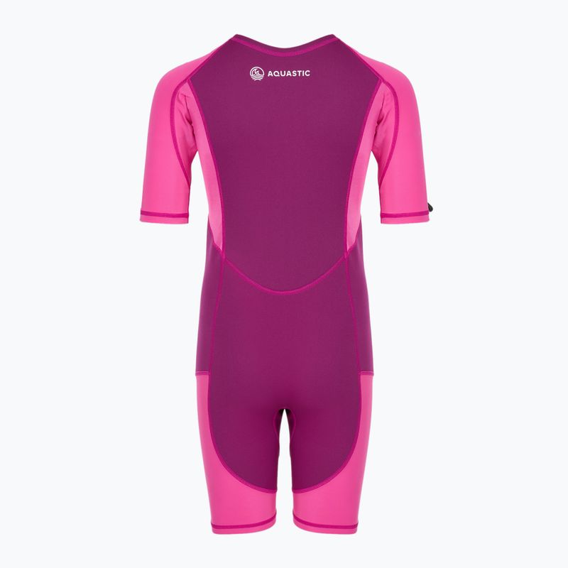 Costum de surfing pentru copii AQUASTIC surfing din neoren 1.5 mm WAVEY roz 9