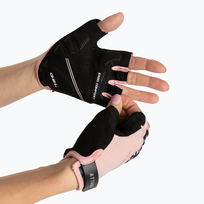 Manuși de ciclism pentru femei ATTABO Vito WMNS gel shock proof roz/negru 2