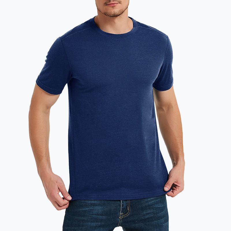 Tricou termoactiv pentru bărbați WOOLCANO Merino 100% TEE0546 albastru marin