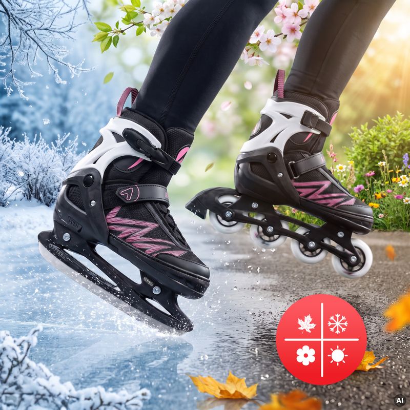 Patine cu role pentru copii ATTABO 2 w 1 Kylo roz 2