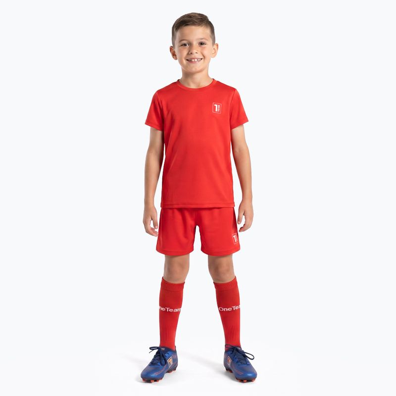 Set fotbal pentru copii OneTeam Precision Set tricou și pantaloni scurți roșu