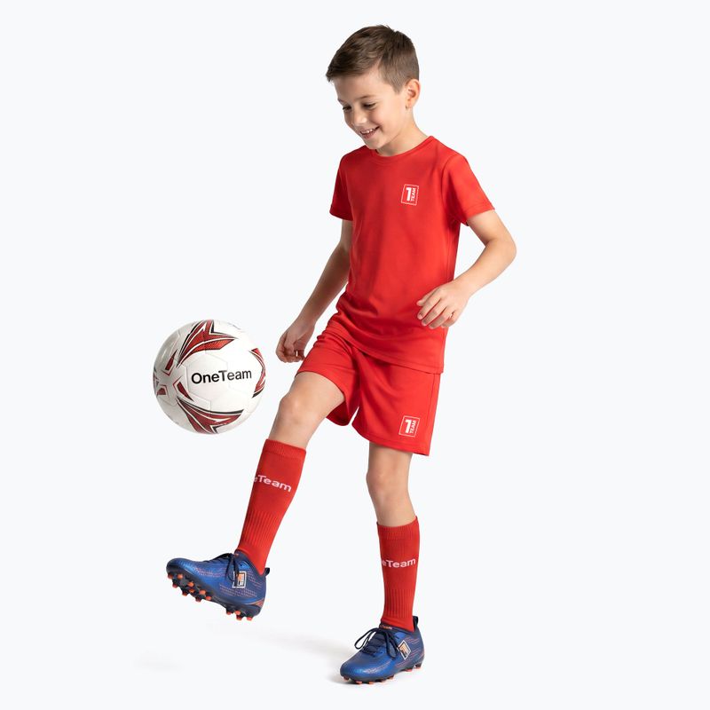 Set fotbal pentru copii OneTeam Precision Set tricou și pantaloni scurți roșu 2