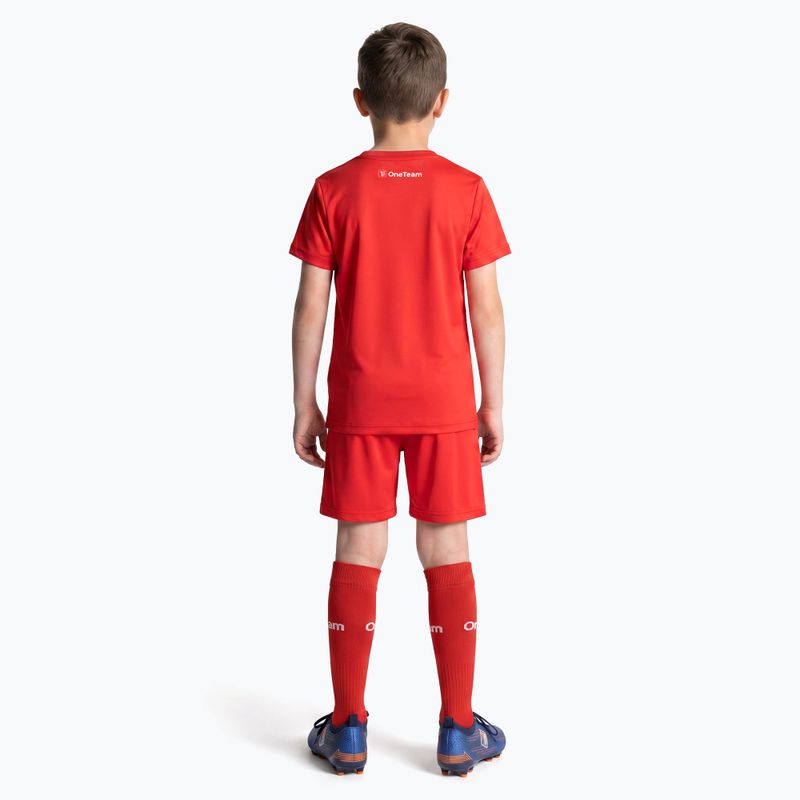 Set fotbal pentru copii OneTeam Precision Set tricou și pantaloni scurți roșu 3