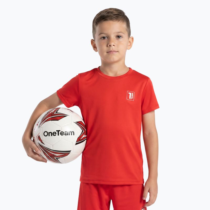 Set fotbal pentru copii OneTeam Precision Set tricou și pantaloni scurți roșu 5