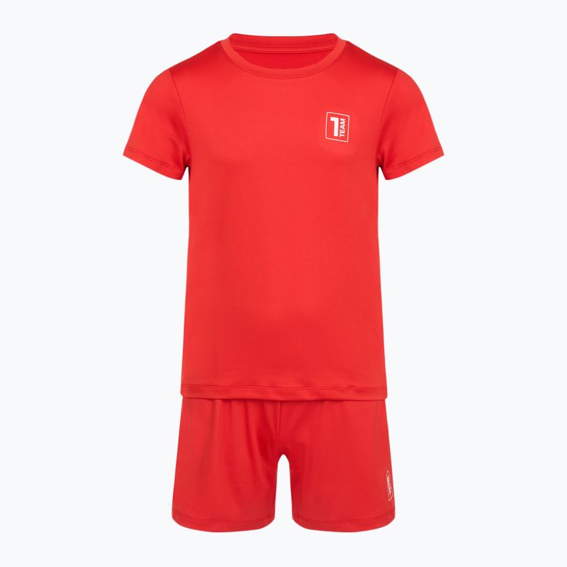 Set fotbal pentru copii OneTeam Precision Set tricou și pantaloni scurți roșu 6