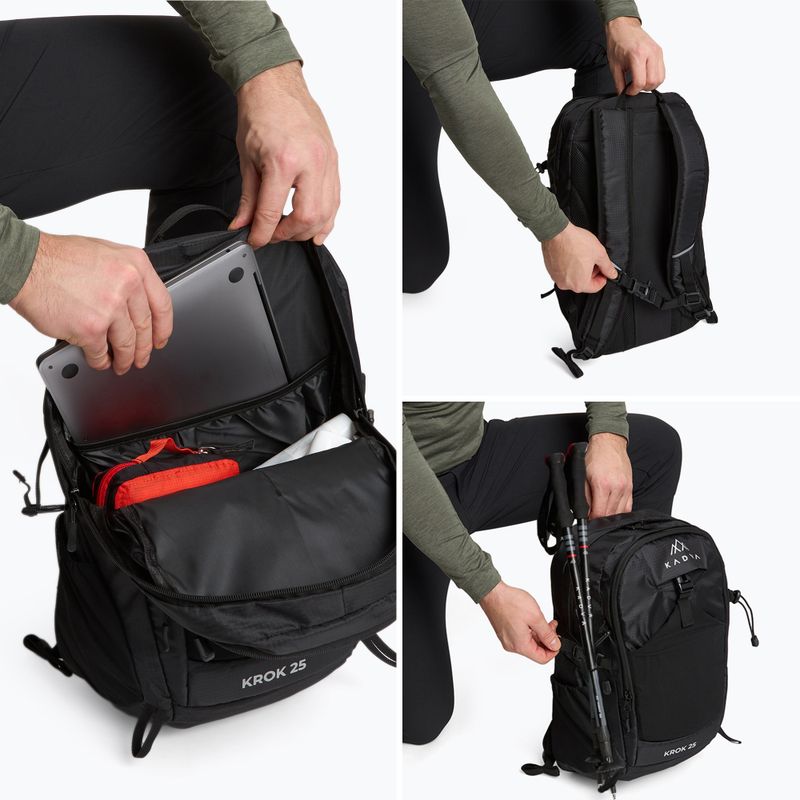 Rucsac turistic KADVA buzunar pentru laptop Krok 25 l negru 9
