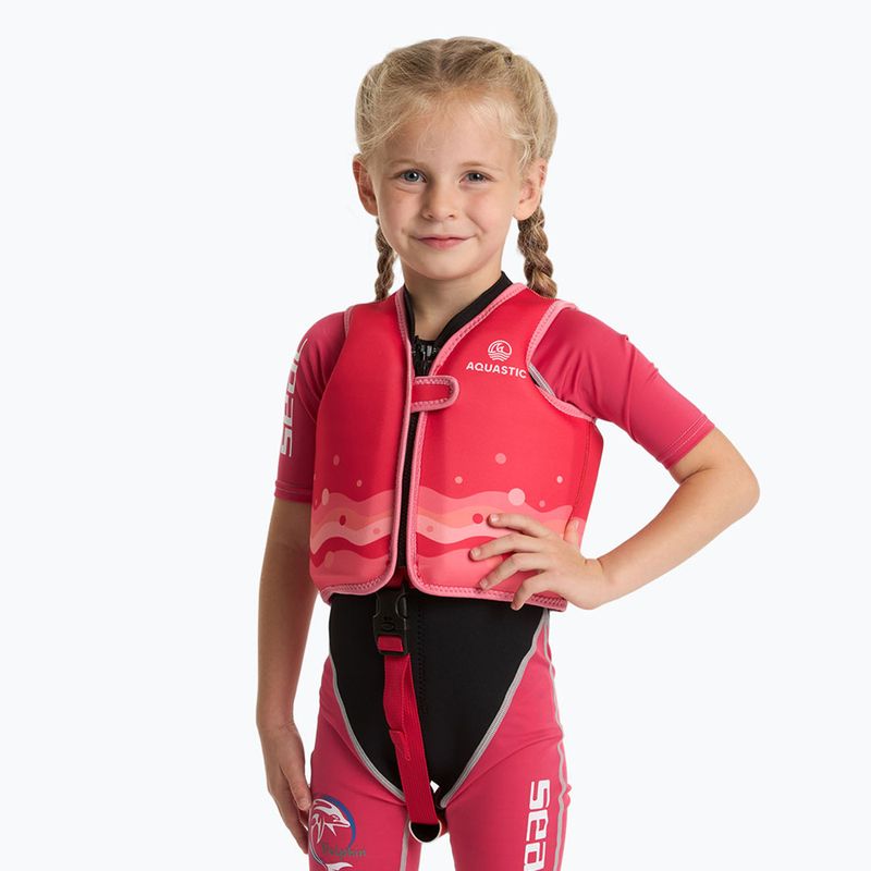 Vestă de siguranță pentru copii AQUASTIC Junior roz închis 2