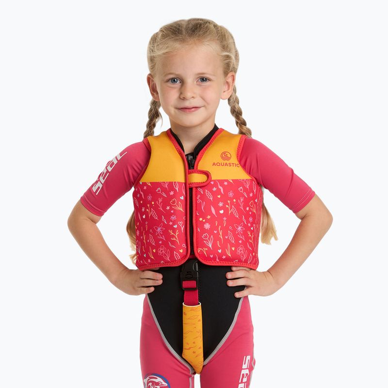 Vestă de siguranță pentru copii AQUASTIC Junior roz/galben 2