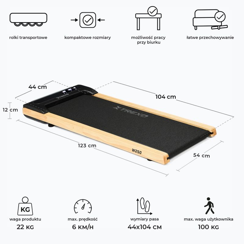 Bandă de alergare electrică TREXO TXO-W250 Walking Pad negru/maro 2