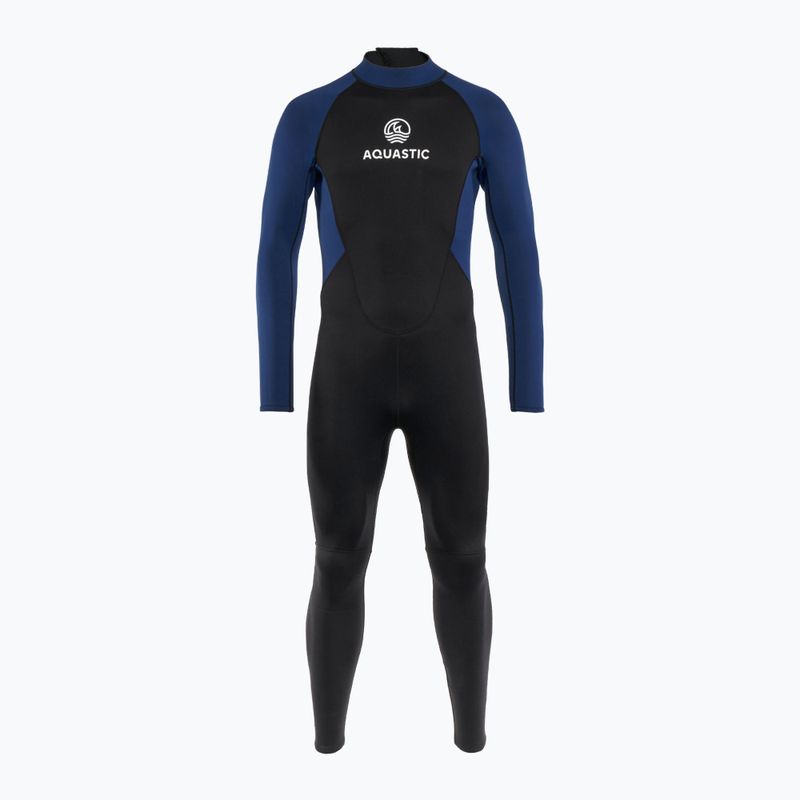 Spumă de înot pentru bărbați AQUASTIC Wavey LG 2 mm negru/albastru marin 2