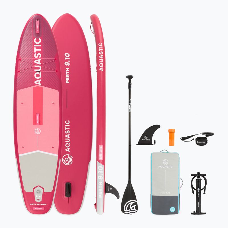 Set placă SUP gonflabilă AQUASTIC Perth 9'10" pink