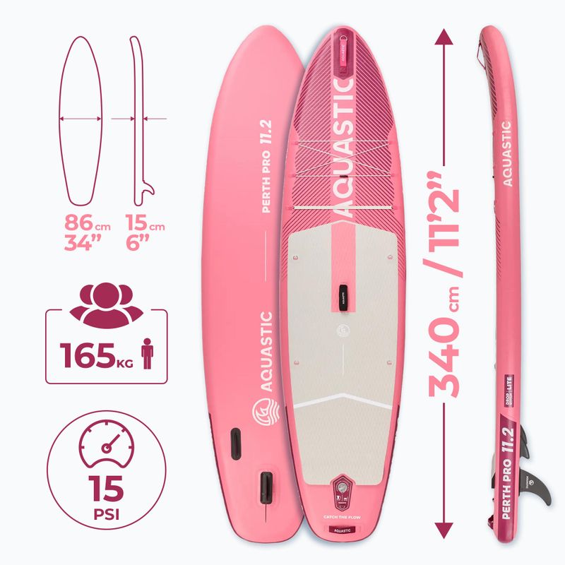 Placă  SUP AQUASTIC Perth Pro 11'2" allround roz 19