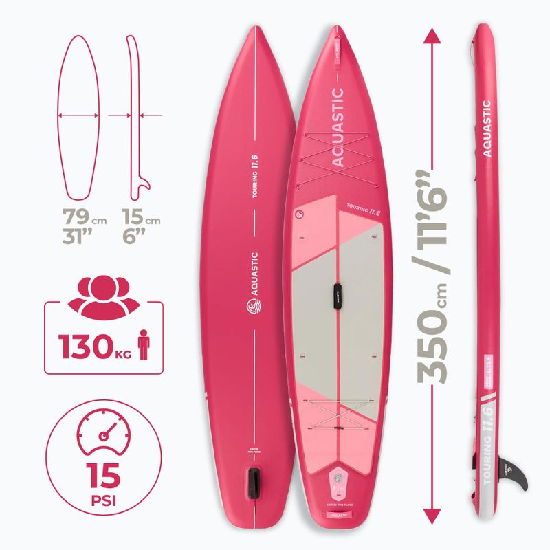 Placă SUP AQUASTIC Touring 11'6" roz 20
