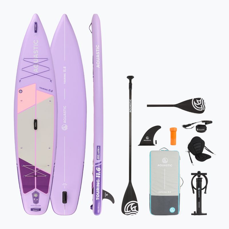 Set placă SUP gonflabilă AQUASTIC Touring 11'6" purple