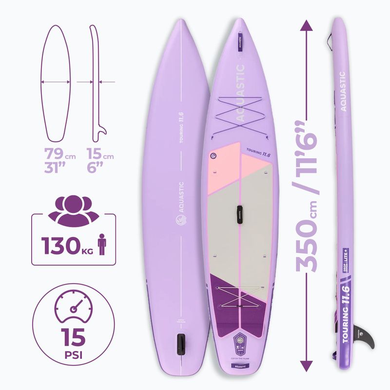 Set placă SUP gonflabilă AQUASTIC Touring 11'6" purple 20