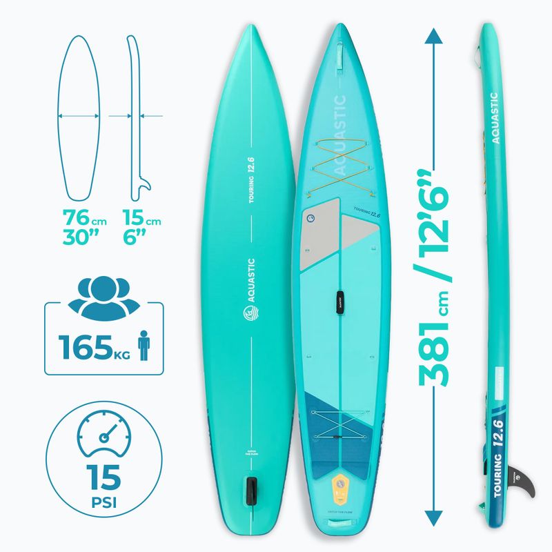 Placă SUP AQUASTIC Touring 12'6" verde 19