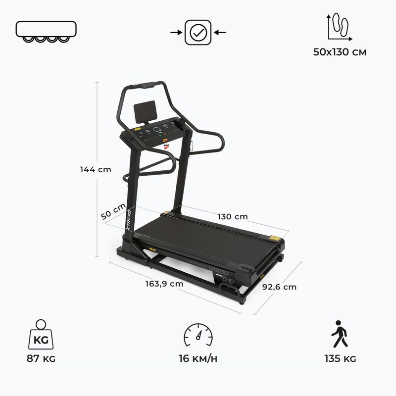 Bandă de alergare electrică XTREXO HI300 neagră 5