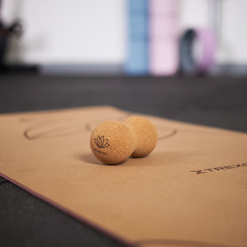 Podwójna piłka do masażu XTREXO korkowa TXO-B4Z082-NC natural 4