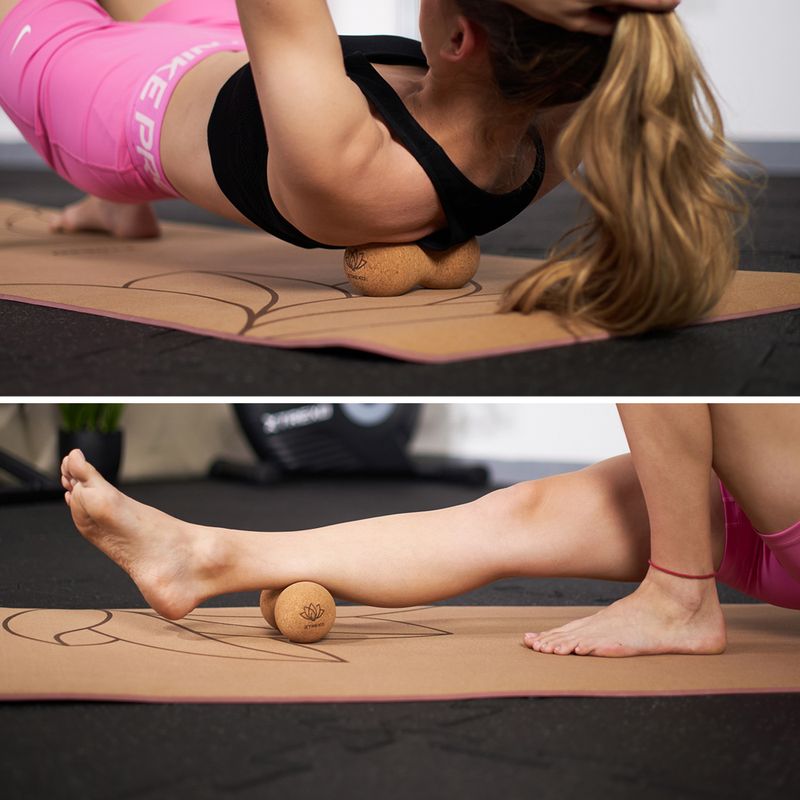 Podwójna piłka do masażu XTREXO korkowa TXO-B4Z082-NC natural 3