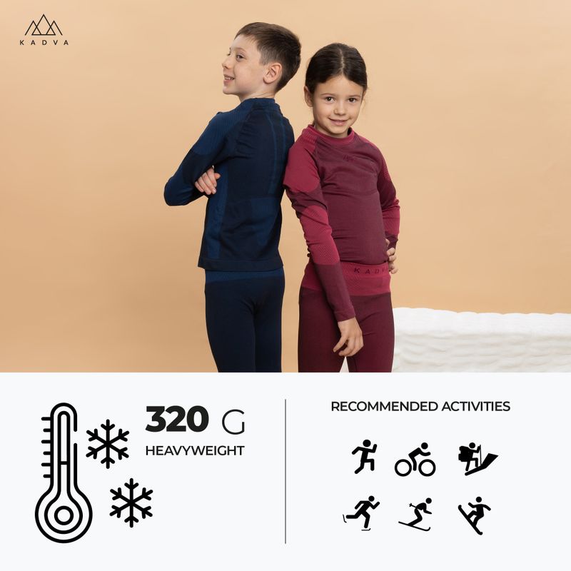 Set complet de lenjerie termică pentru copii KADVA Frosty Jrb Set, fără cusături, bleumarin 2