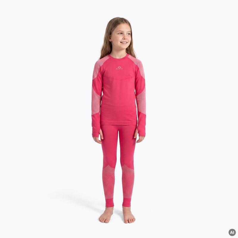 Set complet de lenjerie termică pentru copii KADVA Frosty Jrg Set fără cusături roz
