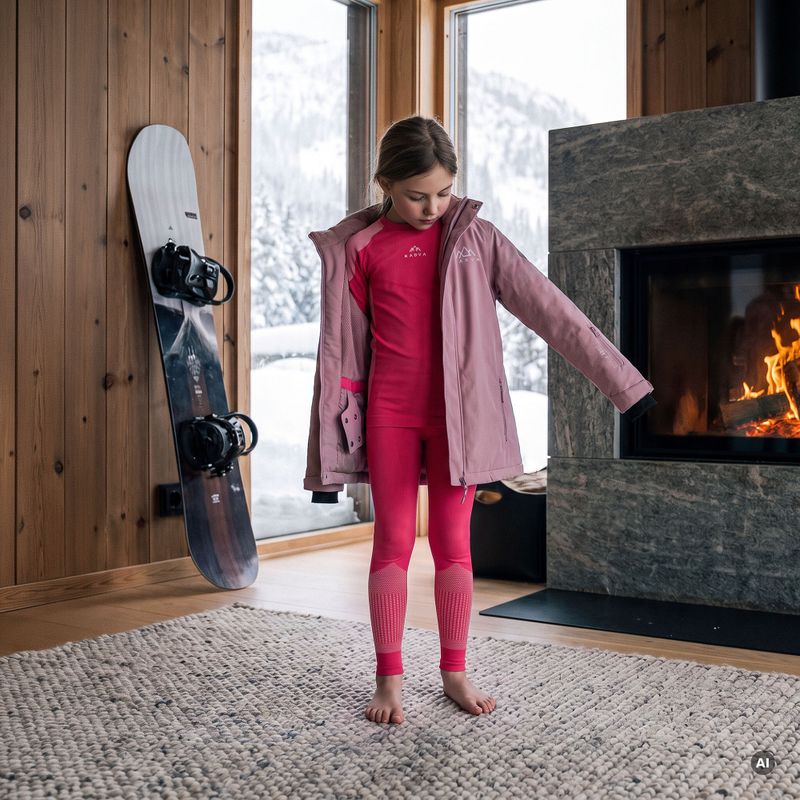 Set complet de lenjerie termică pentru copii KADVA Frosty Jrg Set fără cusături roz 6