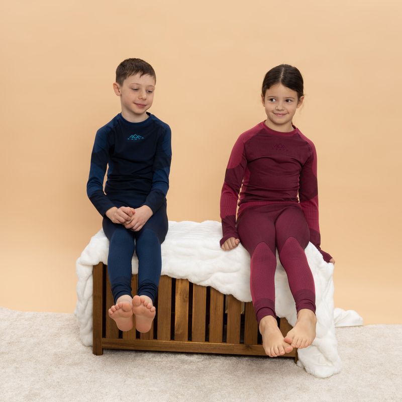 Set complet de lenjerie termică pentru copii KADVA Frosty Jrb Set, fără cusături, bleumarin 3