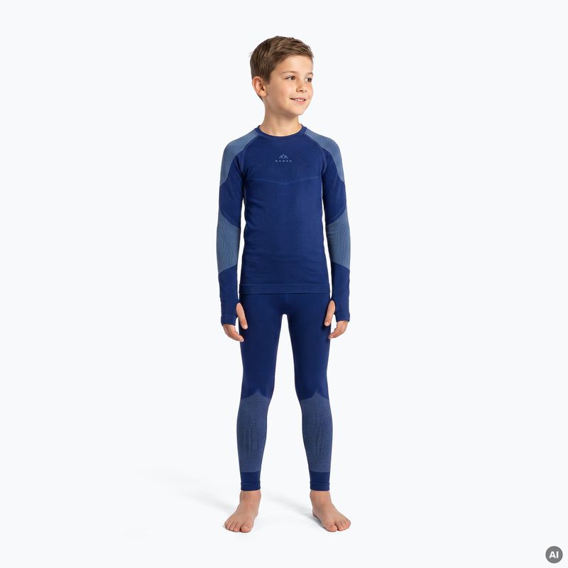 Set complet de lenjerie termică pentru copii KADVA Frosty Jrb Set, fără cusături, bleumarin