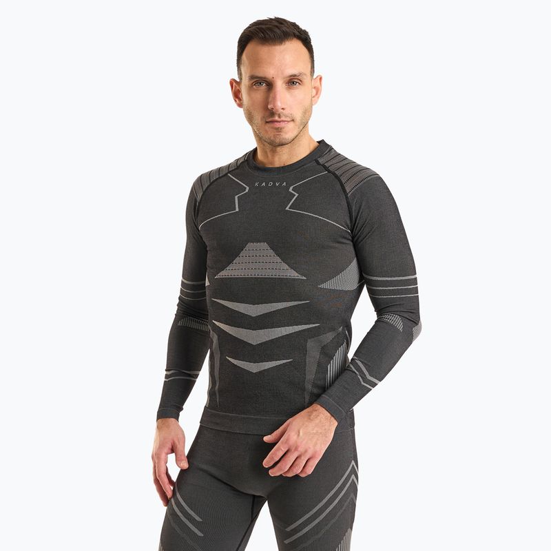 Set de lenjerie termică pentru bărbați KADVA Streif Set, fără cusături, negru 4