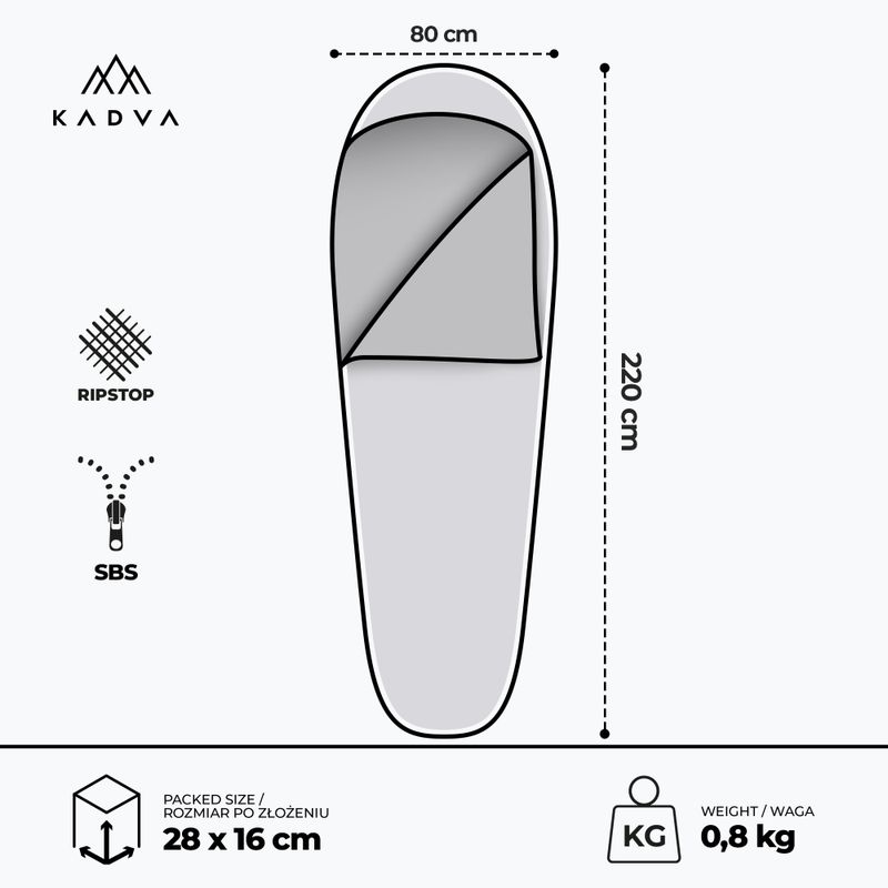 Sac de dormit KADVA Light 800 R dreapta granat 3